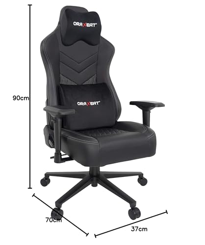 Siège Gamer ORAXEAT MX850 avec Coussins en Mousse à Mémoire – Noir/Gris