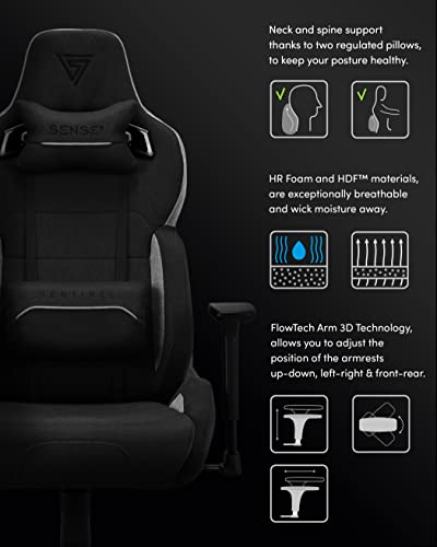 Chaise de Gaming SENSE7 Sentinel Extra Size HDF Noir/Gris