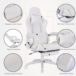 HOMRACER Chaise de Jeu Ergonomique avec Repose-Pieds et Soutien Lombaire