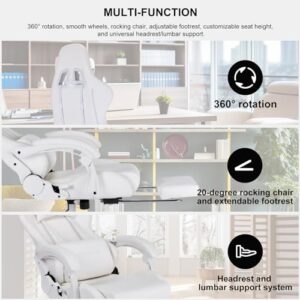 HOMRACER Chaise de Jeu Ergonomique avec Repose-Pieds et Soutien Lombaire