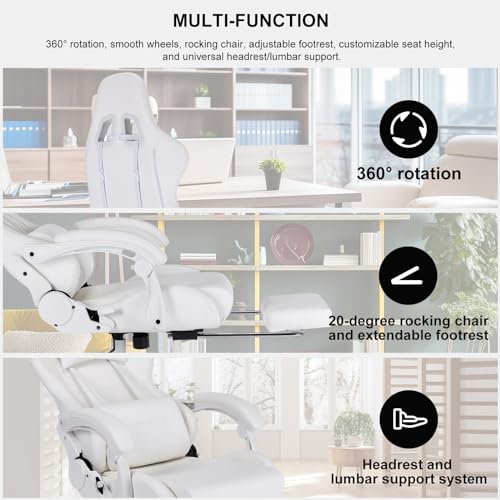 HOMRACER Chaise de Jeu Ergonomique avec Repose-Pieds et Soutien Lombaire