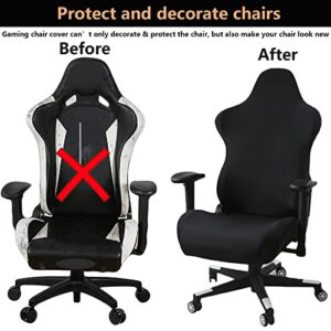 Housse de chaise gaming noire 4 pièces avec accoudoirs et dossier