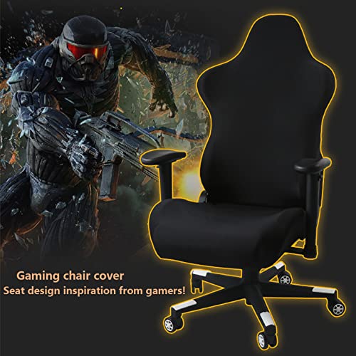 Housse de chaise gaming noire 4 pièces avec accoudoirs et dossier