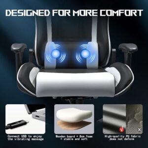 JUMMICO XL Chaise de Gaming Ergonomique avec Support Lombaire, 150 kg, Blanc