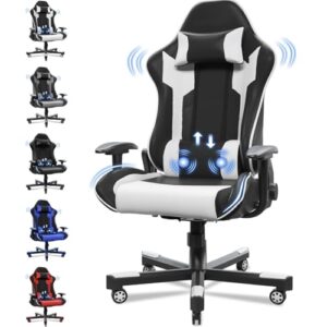 JUMMICO XL Chaise de Gaming Ergonomique avec Support Lombaire, 150 kg, Blanc