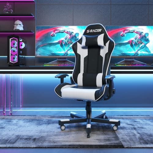 JUMMICO XL Chaise de Gaming Ergonomique avec Support Lombaire, 150 kg, Blanc