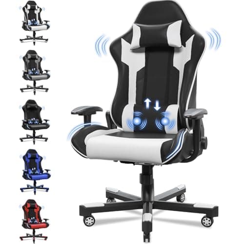 JUMMICO XL Chaise de Gaming Ergonomique avec Support Lombaire, 150 kg, Blanc