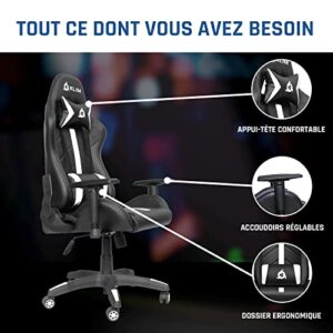 KLIM Chaise Gaming 2024 – Simili Cuir, Inclinable avec Coussin Lombaire (Blanc)