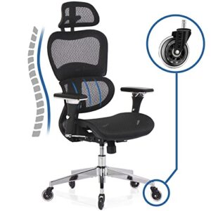 KLIM K800 : Chaise de Bureau Ergonomique avec Support Lombaire et Accoudoirs 4D