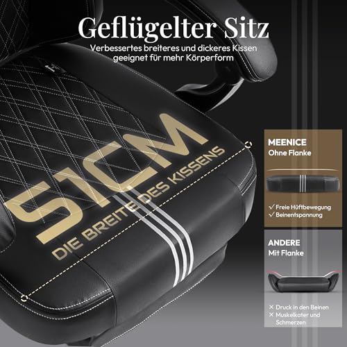 MEENICE Chaise Gaming Ergonomique Noir avec Coussin à Refroidissement et Massage