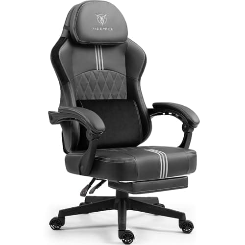 MEENICE Chaise Gaming Ergonomique Noir avec Coussin à Refroidissement et Massage