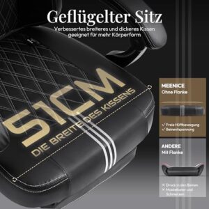 MEENICE Chaise Gaming Ergonomique Noir avec Coussin à Refroidissement et Massage