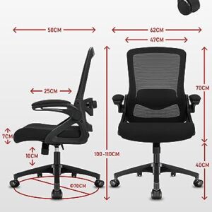 Milacyee Chaise Bureau Ergonomique avec Accoudoirs Pliants et Support Lombaire