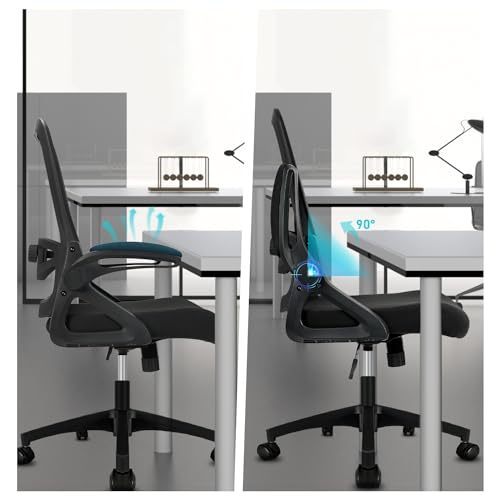 Milacyee Chaise Bureau Ergonomique avec Accoudoirs Pliants et Support Lombaire