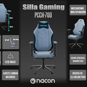 Nacon Pro Silla Gaming Gris – Siège de Jeu Confortable et Ergonomique