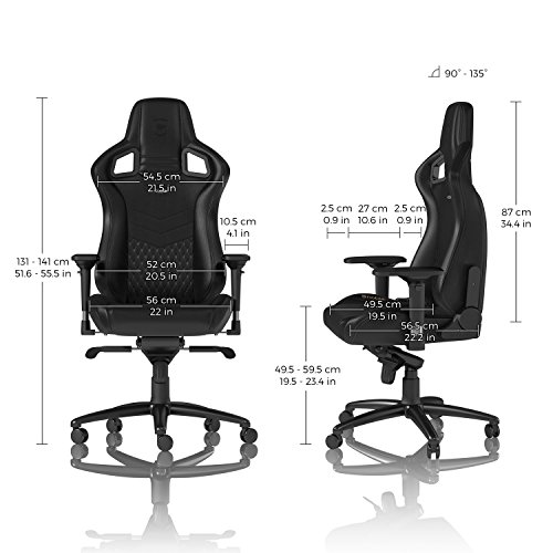 Noblechairs Epic : Chaise de Gaming et Bureau en Cuir Véritable Noir