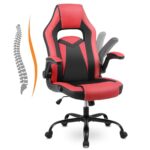 Chaise Gaming Youhauchair Ergonomique Rouge/Noir, Accoudoirs Rabattables, jusqu'à 150kg