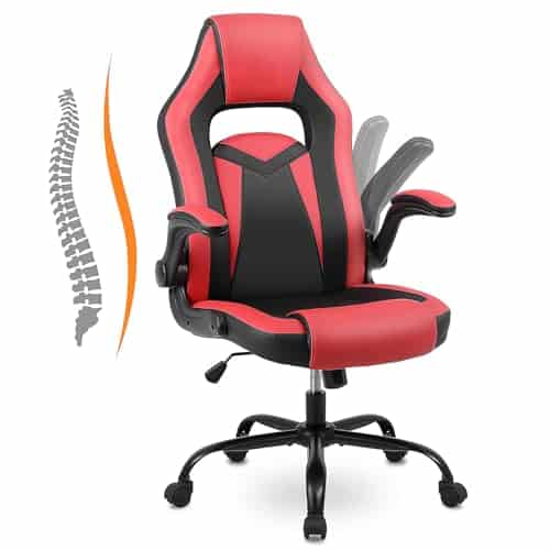 Chaise Gaming Youhauchair Ergonomique Rouge/Noir, Accoudoirs Rabattables, jusqu’à 150kg