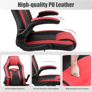 Chaise Gaming Youhauchair Ergonomique Rouge/Noir, Accoudoirs Rabattables, jusqu’à 150kg