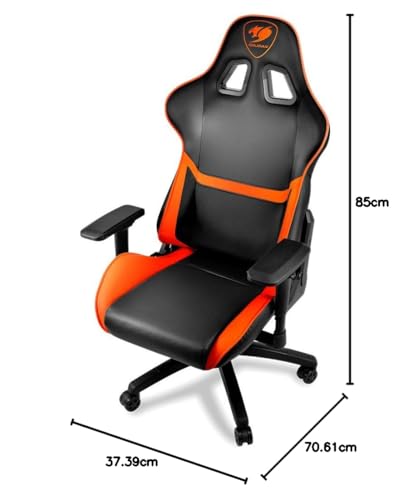COUGAR Armor : Chaise de Jeu Rembourrée Noir/Orange avec Dossier Rigide