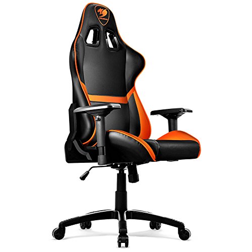 COUGAR Armor : Chaise de Jeu Rembourrée Noir/Orange avec Dossier Rigide