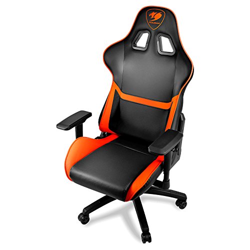COUGAR Armor : Chaise de Jeu Rembourrée Noir/Orange avec Dossier Rigide