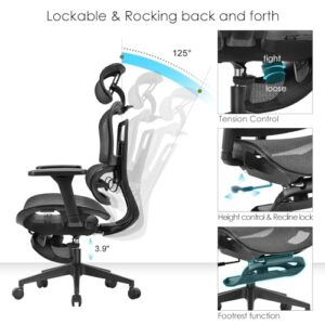 Paradox Ergo One : Chaise de Bureau Ergonomique Noir avec Repose-Pieds