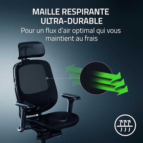 Razer Fujin Pro : Chaise Gaming Confortable avec Support Lombaire Noir