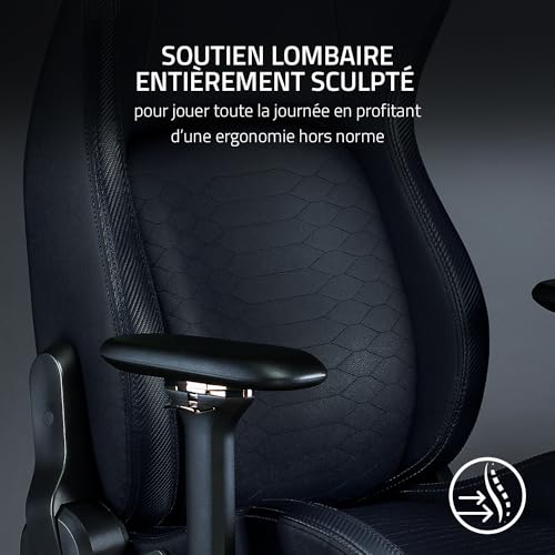 Razer Iskur – Chaise de jeu premium avec soutien lombaire intégré, Noir