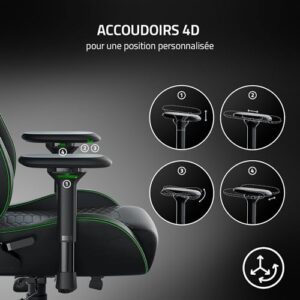 Razer Iskur – Chaise de jeu premium avec soutien lombaire intégré, Noir