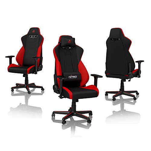 Nitro Concepts S300: Chaise de Gaming Inclinable Noir/Rouge, 135 kg
