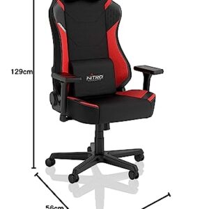 Chaise Gaming NITRO CONCEPTS X1000 Ergonomique Noir/Rouge, 135 kg