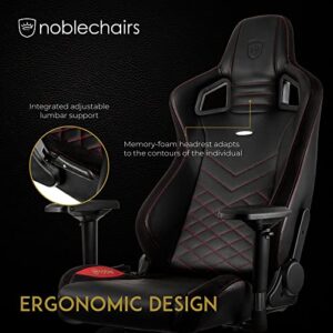 Chaise Gaming Noblechairs Epic – Cuir Synthétique PU Noir/Rouge