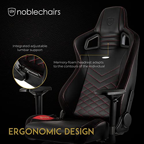 Chaise Gaming Noblechairs Epic – Cuir Synthétique PU Noir/Rouge