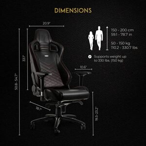 Chaise Gaming Noblechairs Epic – Cuir Synthétique PU Noir/Rouge