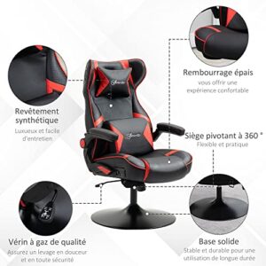 Chaise de Gaming Vinsetto Ergonomique avec Haut-parleurs, Noir/Rouge, Réglable