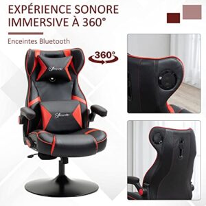Chaise de Gaming Vinsetto Ergonomique avec Haut-parleurs, Noir/Rouge, Réglable