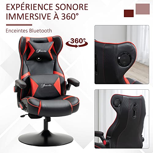 Chaise de Gaming Vinsetto Ergonomique avec Haut-parleurs, Noir/Rouge, Réglable
