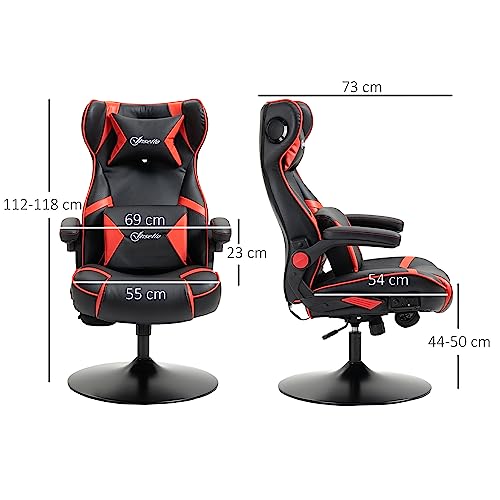 Chaise de Gaming Vinsetto Ergonomique avec Haut-parleurs, Noir/Rouge, Réglable