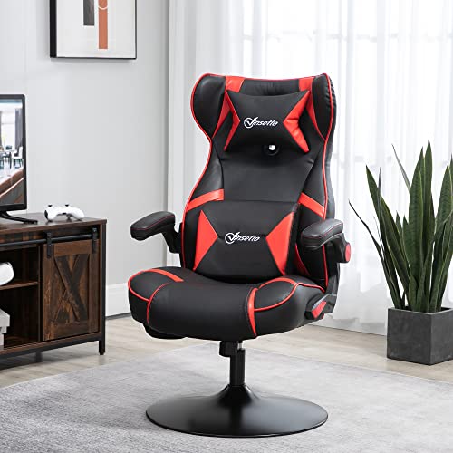Chaise de Gaming Vinsetto Ergonomique avec Haut-parleurs, Noir/Rouge, Réglable