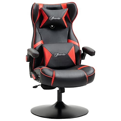 Chaise de Gaming Vinsetto Ergonomique avec Haut-parleurs, Noir/Rouge, Réglable