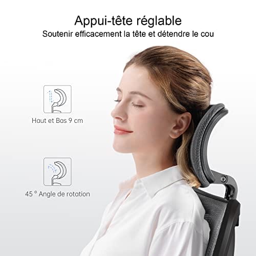 SIHOO Chaise de Bureau Ergonomique avec Appui-tête et Soutien Lombaire (Gris)