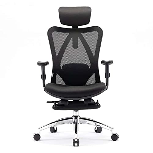 SIHOO Fauteuil de Bureau Ergonomique Noir avec Repose-Pieds et Support Lombaire