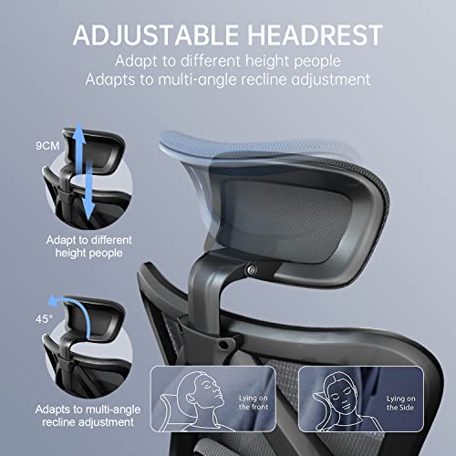 SIHOO Fauteuil de Bureau Ergonomique Noir avec Repose-Pieds et Support Lombaire