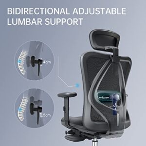 SIHOO Fauteuil de Bureau Ergonomique Noir avec Repose-Pieds et Support Lombaire