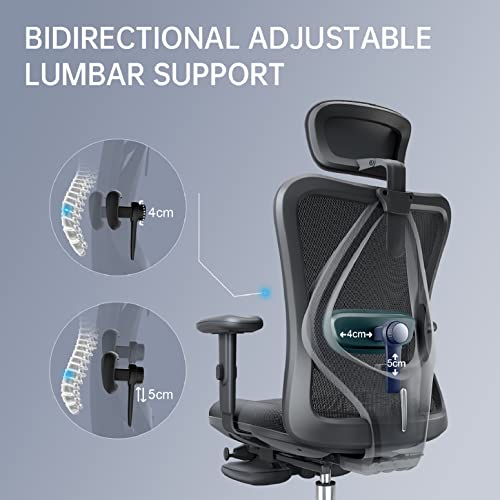 SIHOO Fauteuil de Bureau Ergonomique Noir avec Repose-Pieds et Support Lombaire