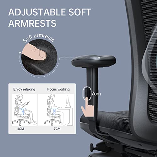 SIHOO Fauteuil de Bureau Ergonomique Noir avec Repose-Pieds et Support Lombaire