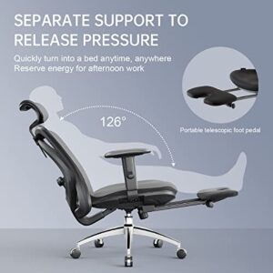 SIHOO Fauteuil de Bureau Ergonomique Noir avec Repose-Pieds et Support Lombaire