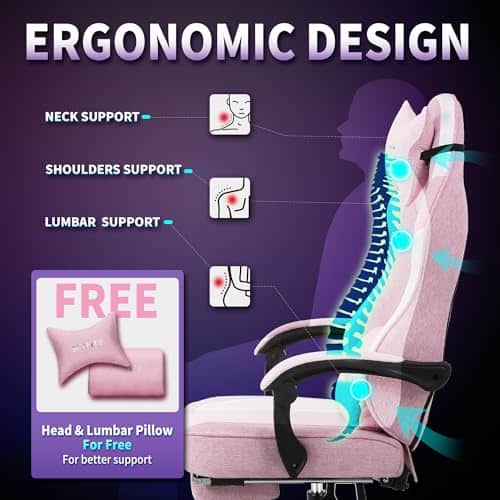 SITMOD Chaise Tissu Ergonomique avec Repose-Pieds pour Gaming et Bureau