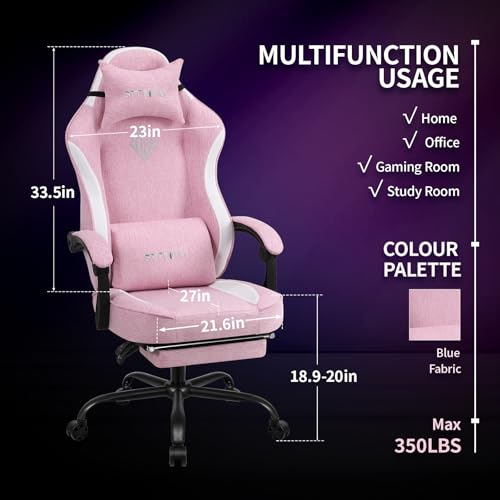SITMOD Chaise Tissu Ergonomique avec Repose-Pieds pour Gaming et Bureau